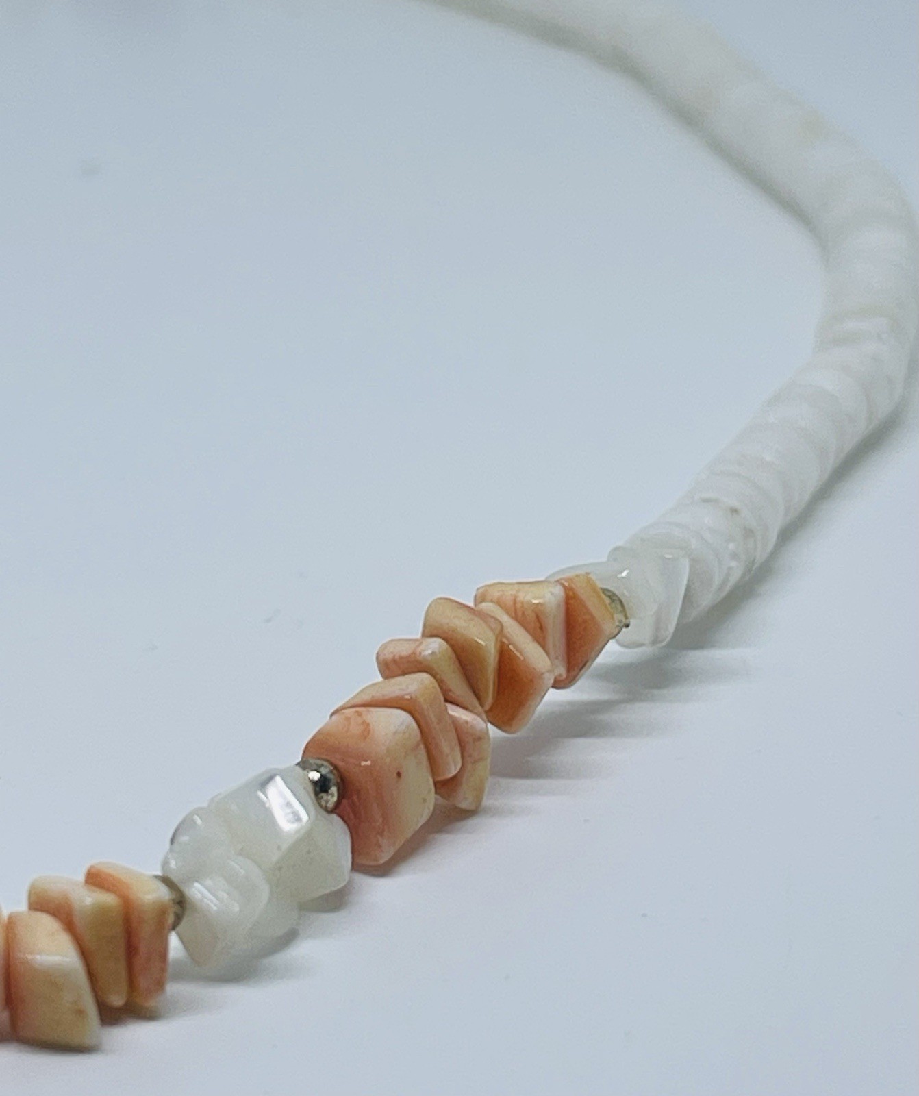 Y2K Dreamsicle Peach White Puka Shell Necklace Collectible Vintage Beachy Vibes