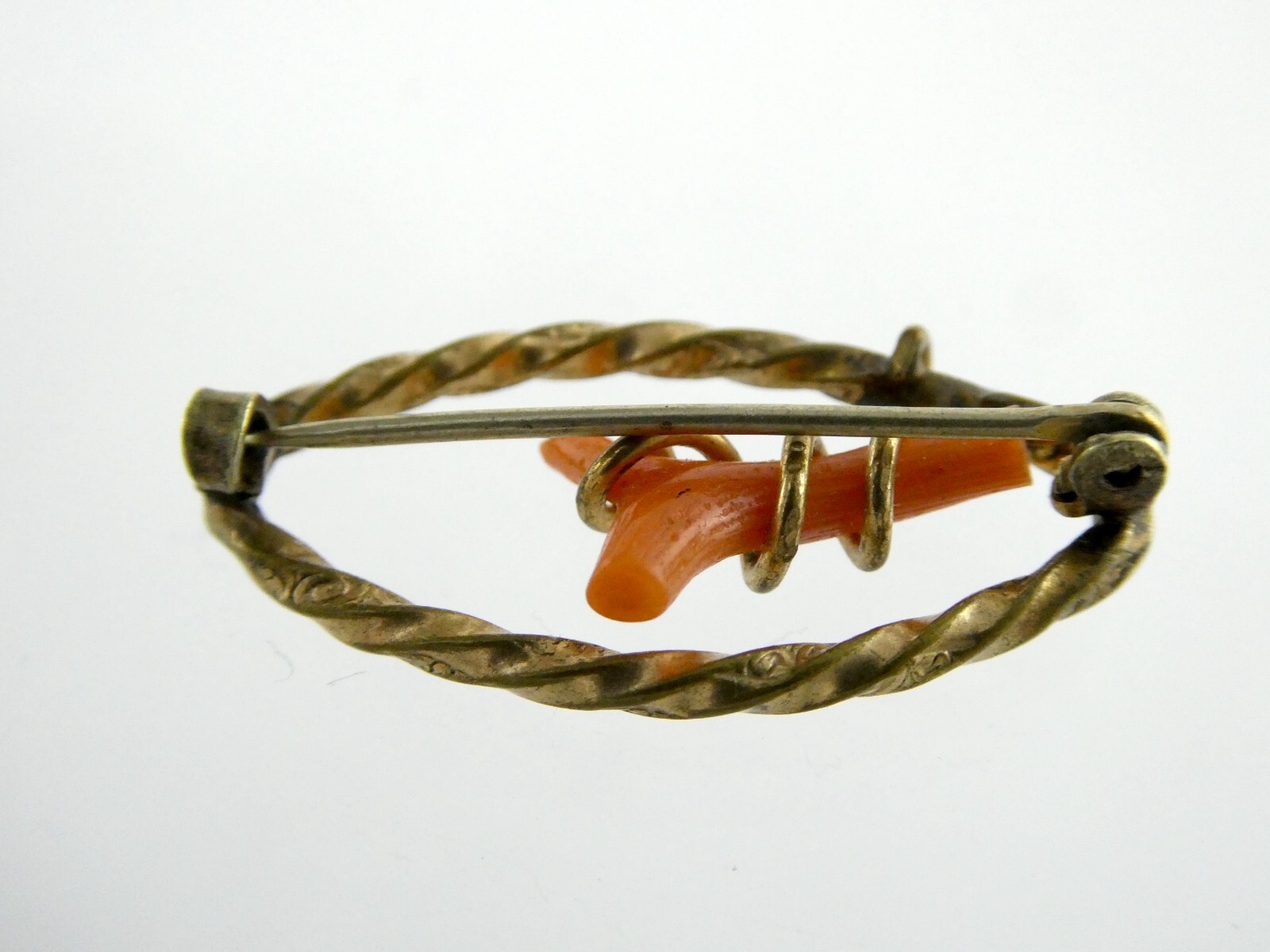 Antique Victorian Branch Coral Gold Filled Pin or Brooch Unmarked 2.2g 1 1/8 In