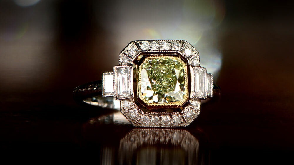 Art Deco Antique Vintage 2.30 Ct Canary Diamond Wedding Ring 925 Sterling Silver