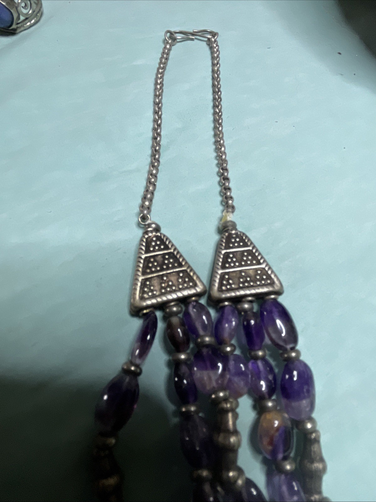 Amethyst Bead Strand Necklace Sterling Silver 20”