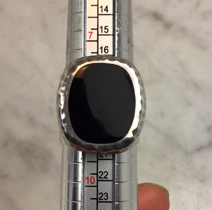 VTG ATI Large Sterling Silver Onyx Ring Size 8.25-8.5 Mexico 14.03 Grams