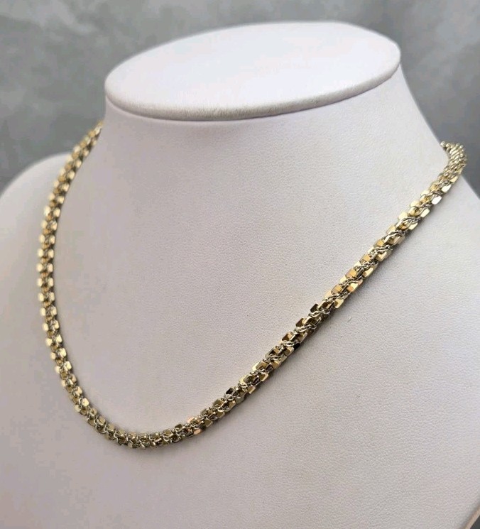 Mix Metal Multi Tone Twist Chain Linked Vintage 16.5 in Choker Necklace