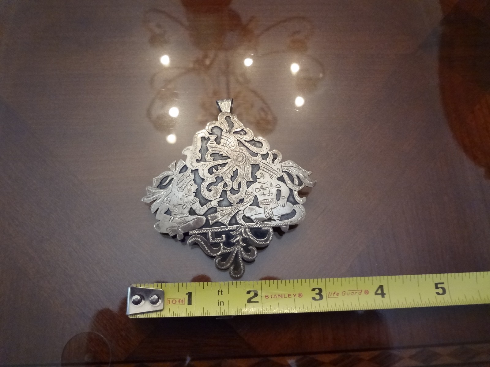LARGE VINTAGE GUATEMALA 900 STERLING SILVER PIN-PENDANT–VERY NICE