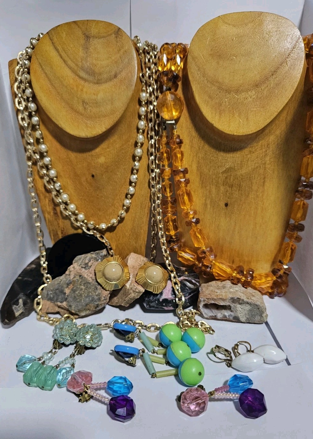 Japan Austria West Germany Glass Plastic Beaded Huge Lot Necklace Earrings