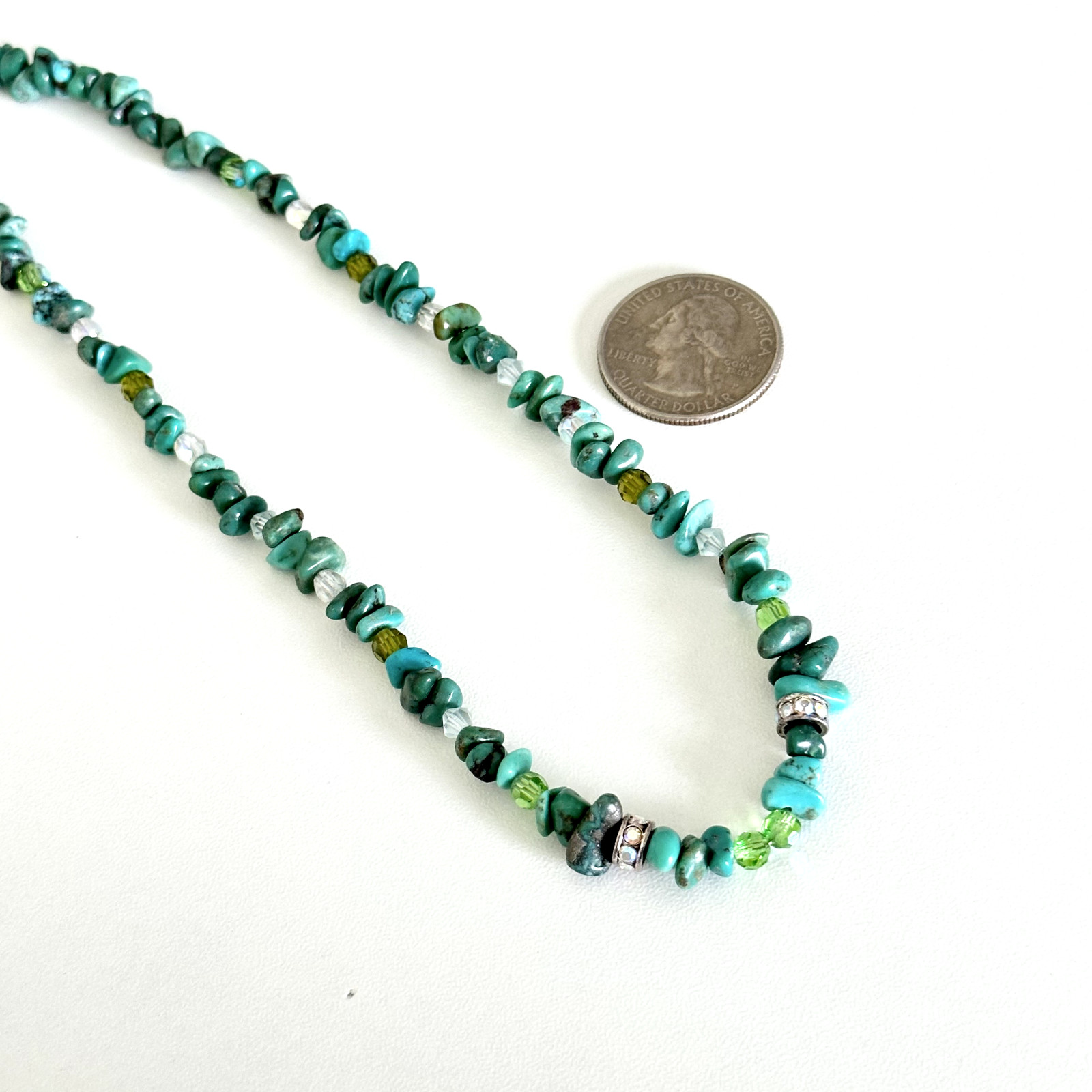 Vintage Kirks Folly Turquoise AB Crystal Beaded Ladies Strand Necklace