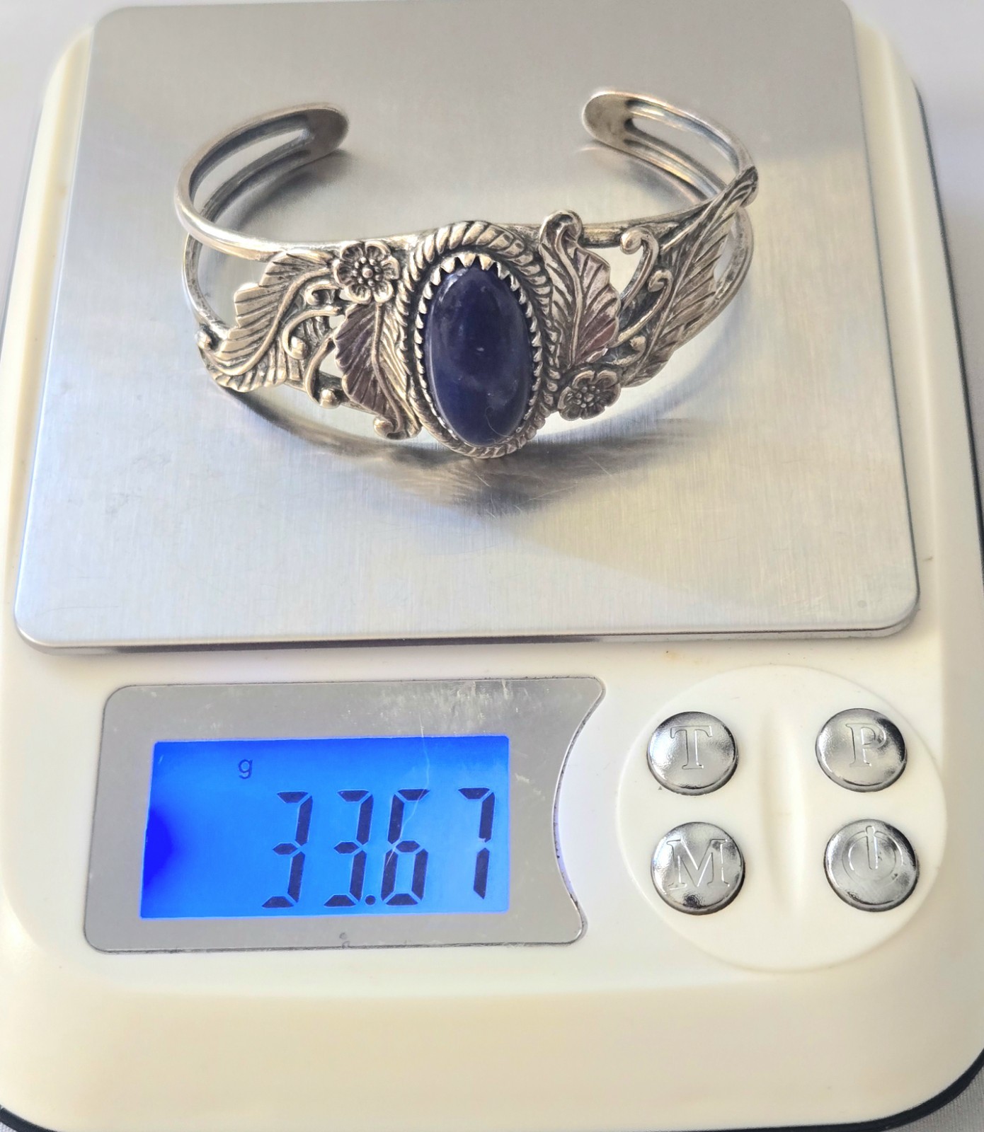 Relios Pollack 925 Sterling Silver Lapis Lazuli Cuff Bracelet 2.5″ – 33.67 Grams