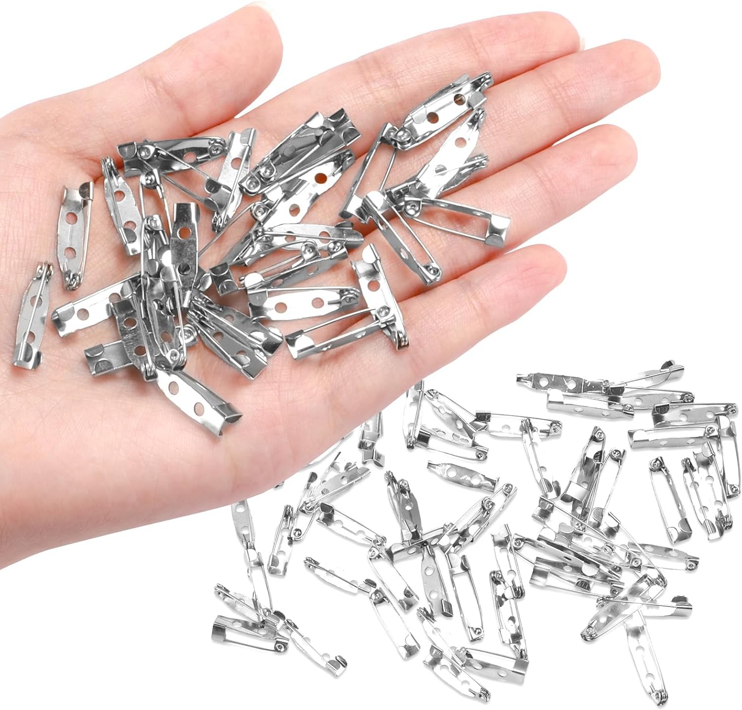 100pc Silver Brooch Pin Backs Bar Pins Clasp Safety Jewelry Making Badge Craft 4