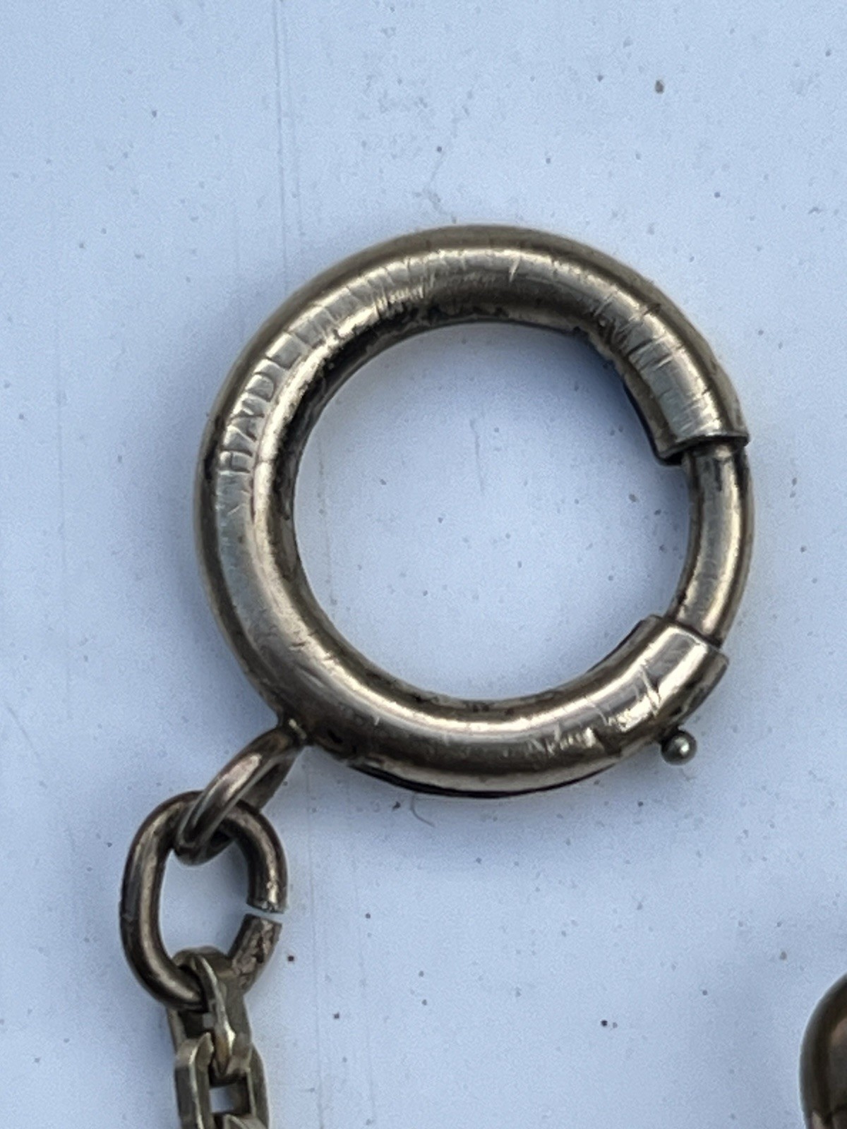 Victorian gold filled watch chain Signed Hadley Large ring