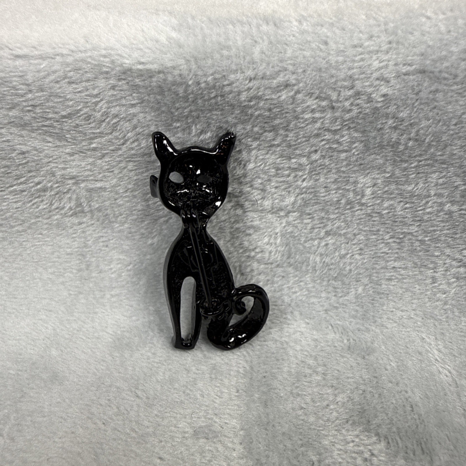 Vintage Black Cat Brooch Iridescent Enamel Oil Slick Finish Vintage Pin Whiskers