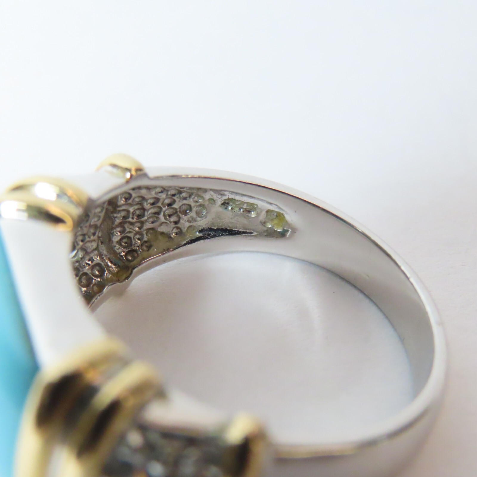 Vintage Turquoise 14k Gold Vermeil Goshenite Beryl Sterling Silver Ring