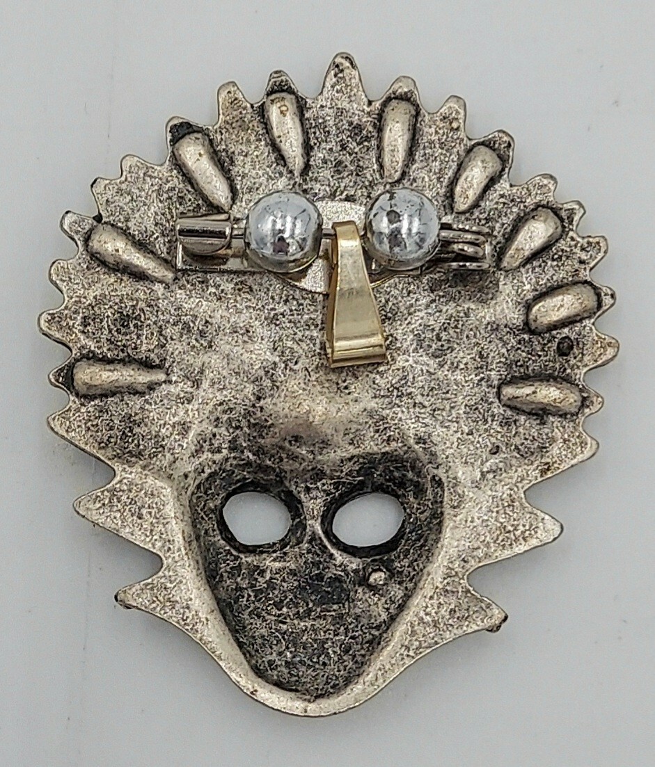 Venetian Mask Pendant Enamel Rhinestone Mardi Gras Jester Masquerade Carnivale