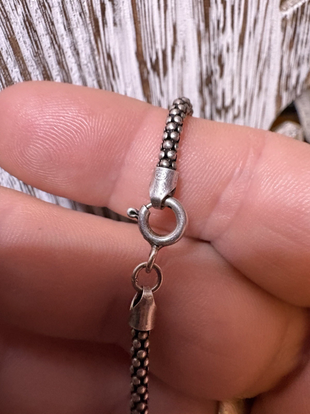 Vintage 925 Italy Sterling Silver Popcorn Chain Link Necklace 24 Inches