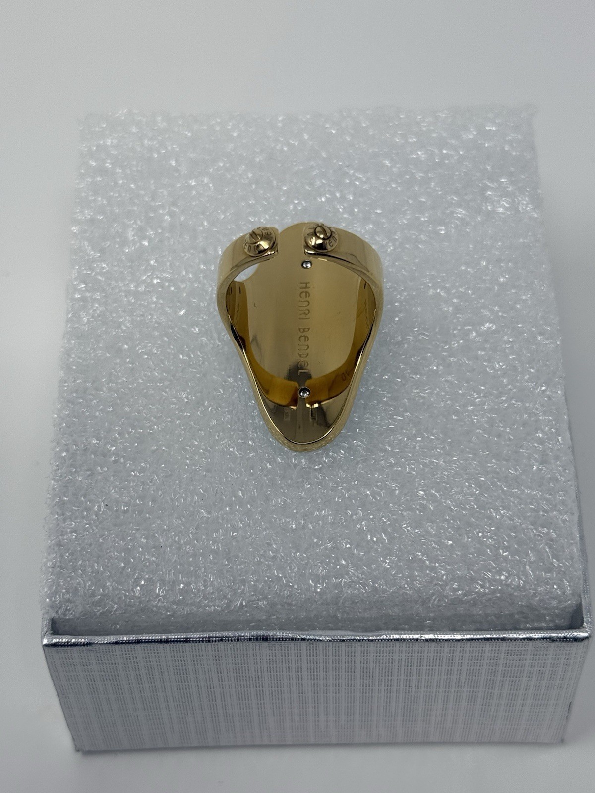 Henri Bendel Turquoise Gold Tone Statement Ring Size 6