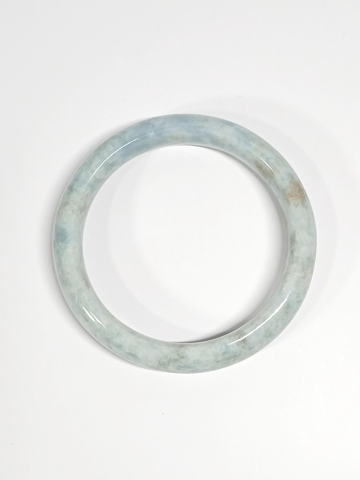 Pale Green Blue Jadeite Bracelet with Brown Inclusions 67mm