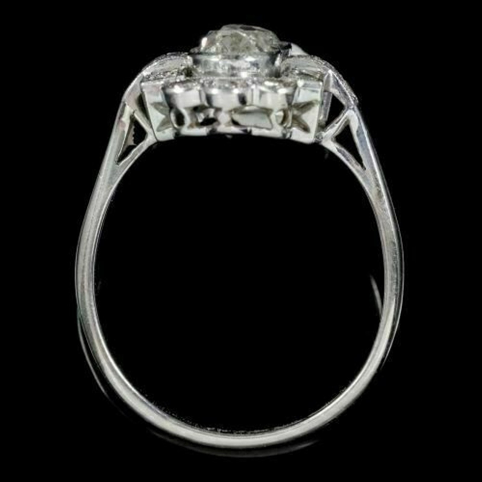 1.53 CT OEC Moissanite Stone Engagement Two Stone Milgrain Ring 925 Silver