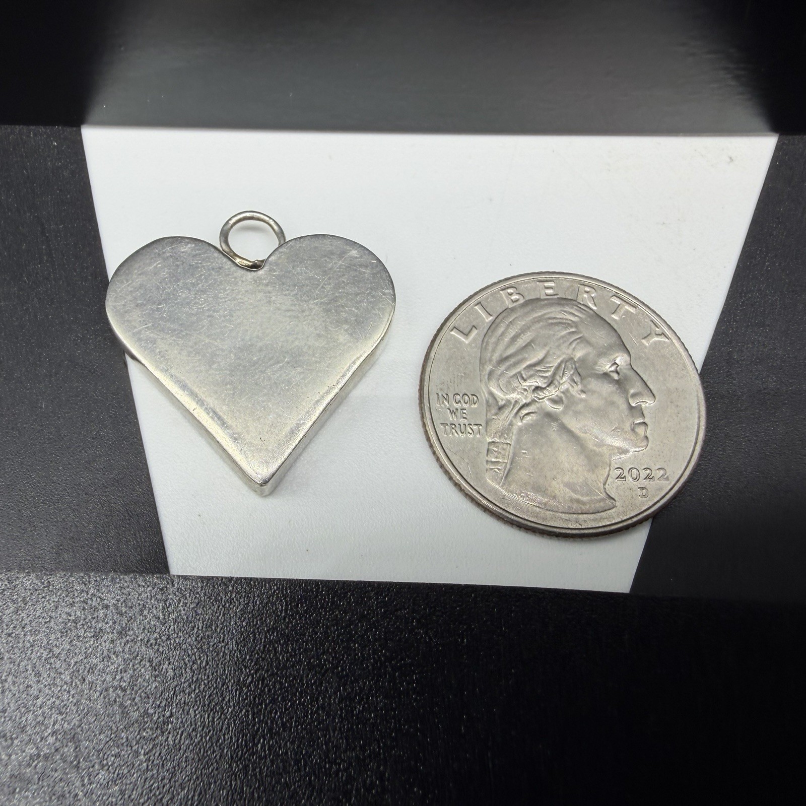 Vintage 925 Sterling Silver Smooth Puffy Heart 25.5mm Pendant 5.3g