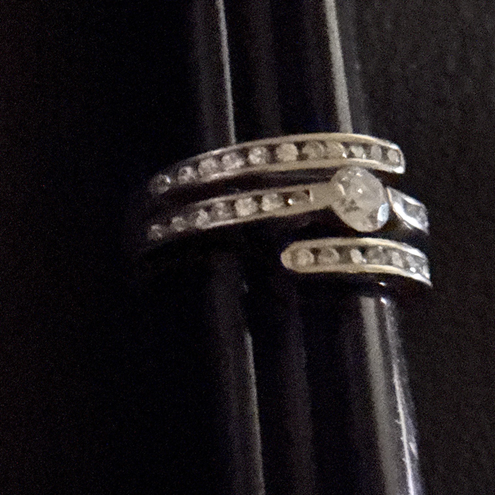 Sterling DBJ Crystal Cocktail Ring Signed Size 8.25
