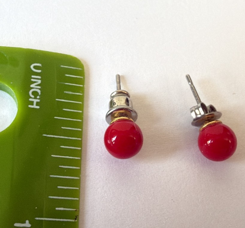 LOT OF 6 VTG PIERCED EARRINGS ACRYLIC RED PURPLE PINK MAUVE