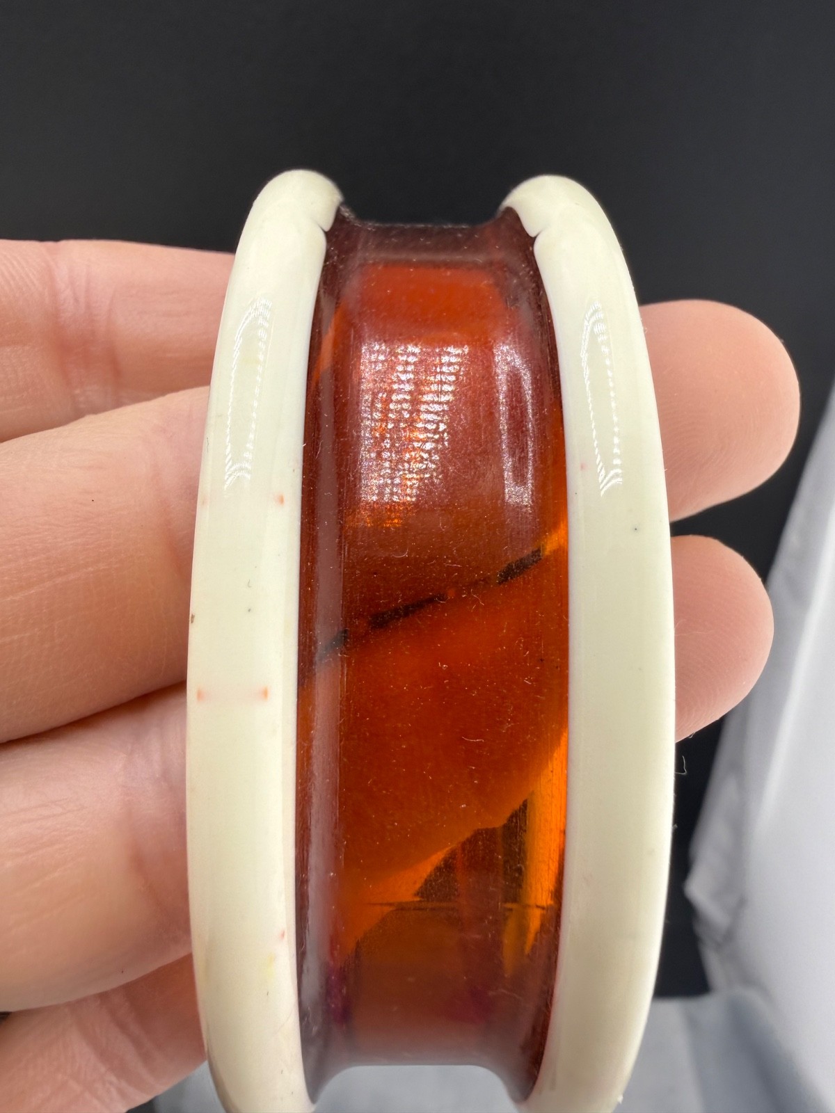 Vintage Acrylic Bangle Brown White Rootbeer 8.5”