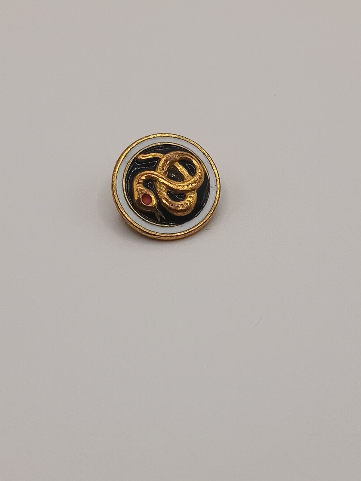 Tiny Snake Pin Gold Fill & Enamel Red Jewel Eye 1 cm
