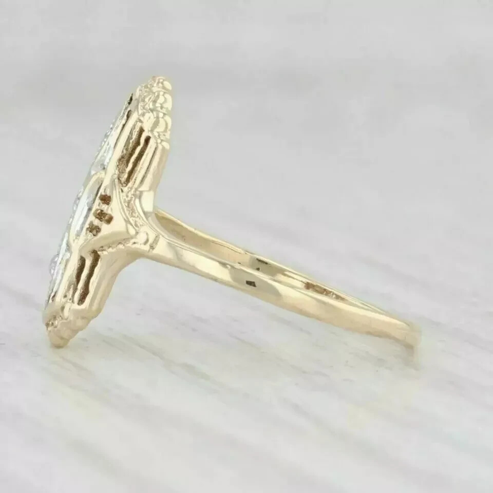 Art Deco Style Edwardian Lab Created Diamond 14K Gold FN Filigree Wedding Ring
