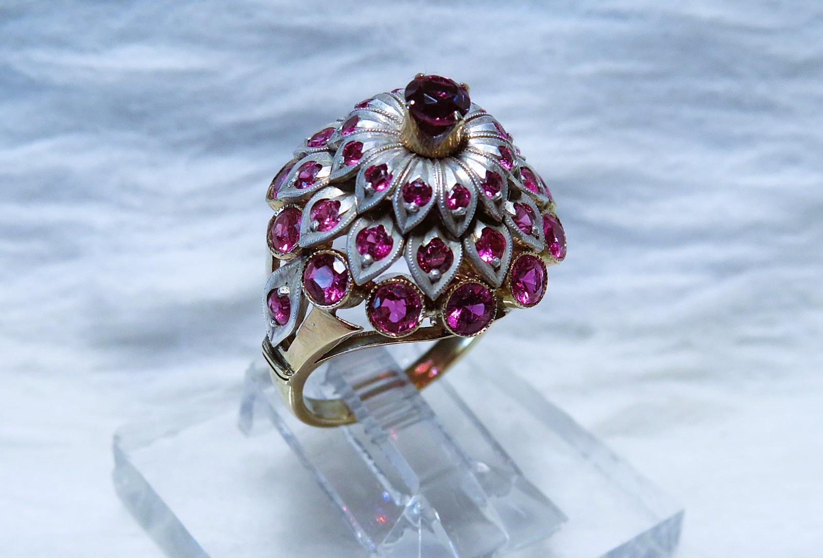 60’s 10K gold (mark 18K) Dark Pink Sapphire Thai Princess Ring sz.6-1/4