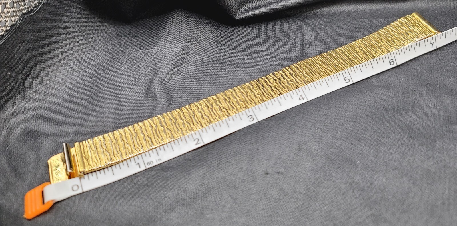 Monet 1960s Gold Tone Vertical Design Safety Clasp 7.5 5/8th Wide Nice Weight