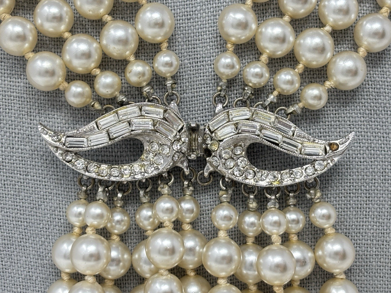 Vintage 60’s Valjean Cascading Pearl Fringe Collar Necklace Statement Piece