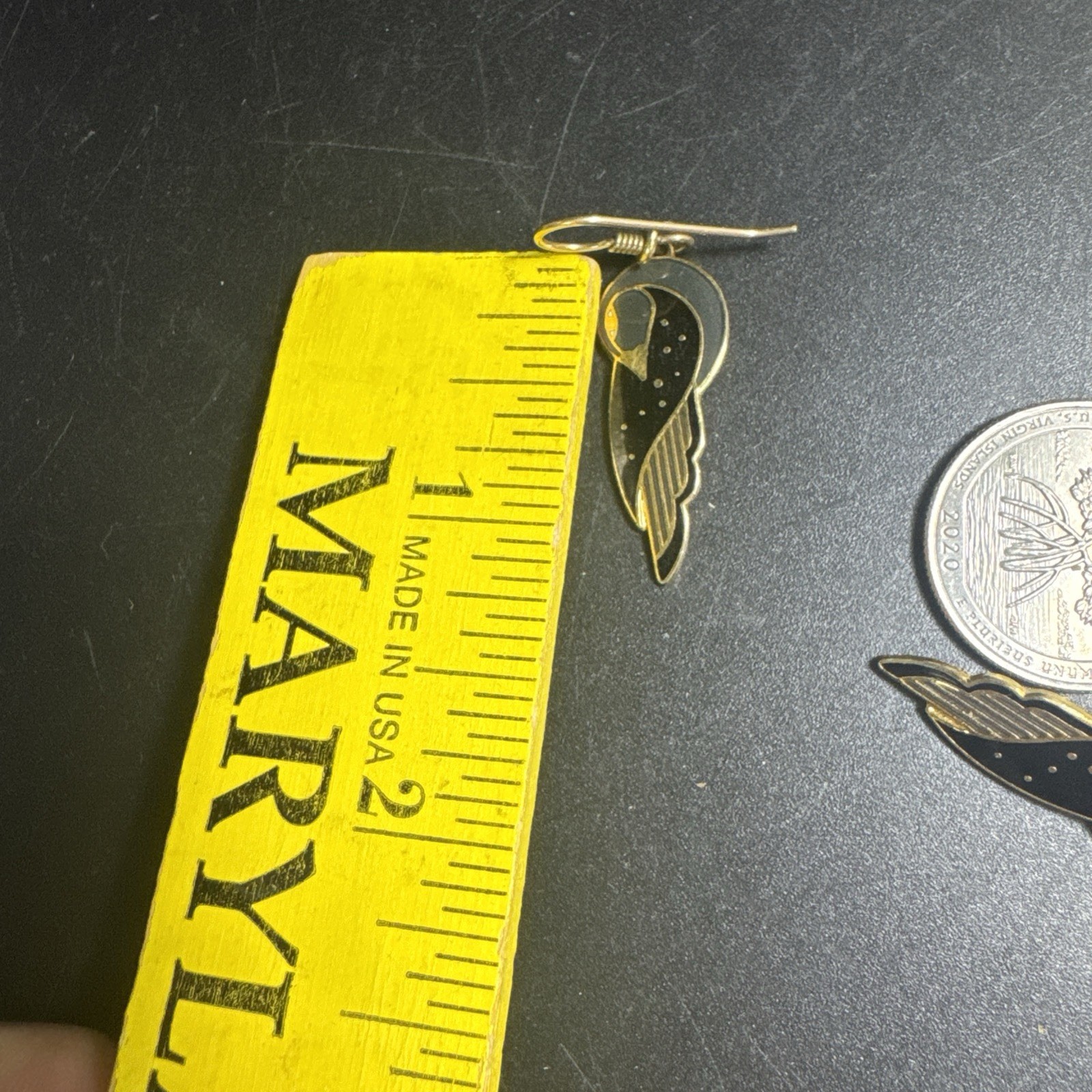 Laurel Burch Vintage Earrings Kuchulu Bird Grey Black French Wires Boho