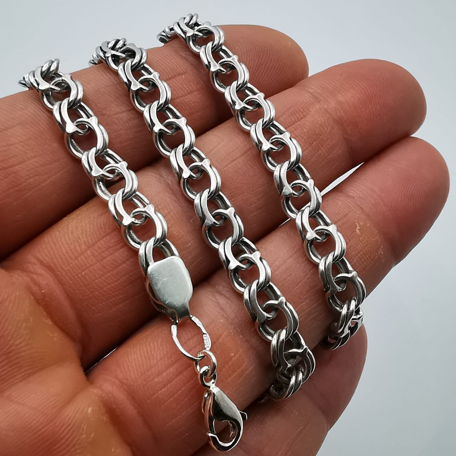 Vintage 925 Sterling Silver Statement Chain Necklace Signed 45cm 25.82g Unisex