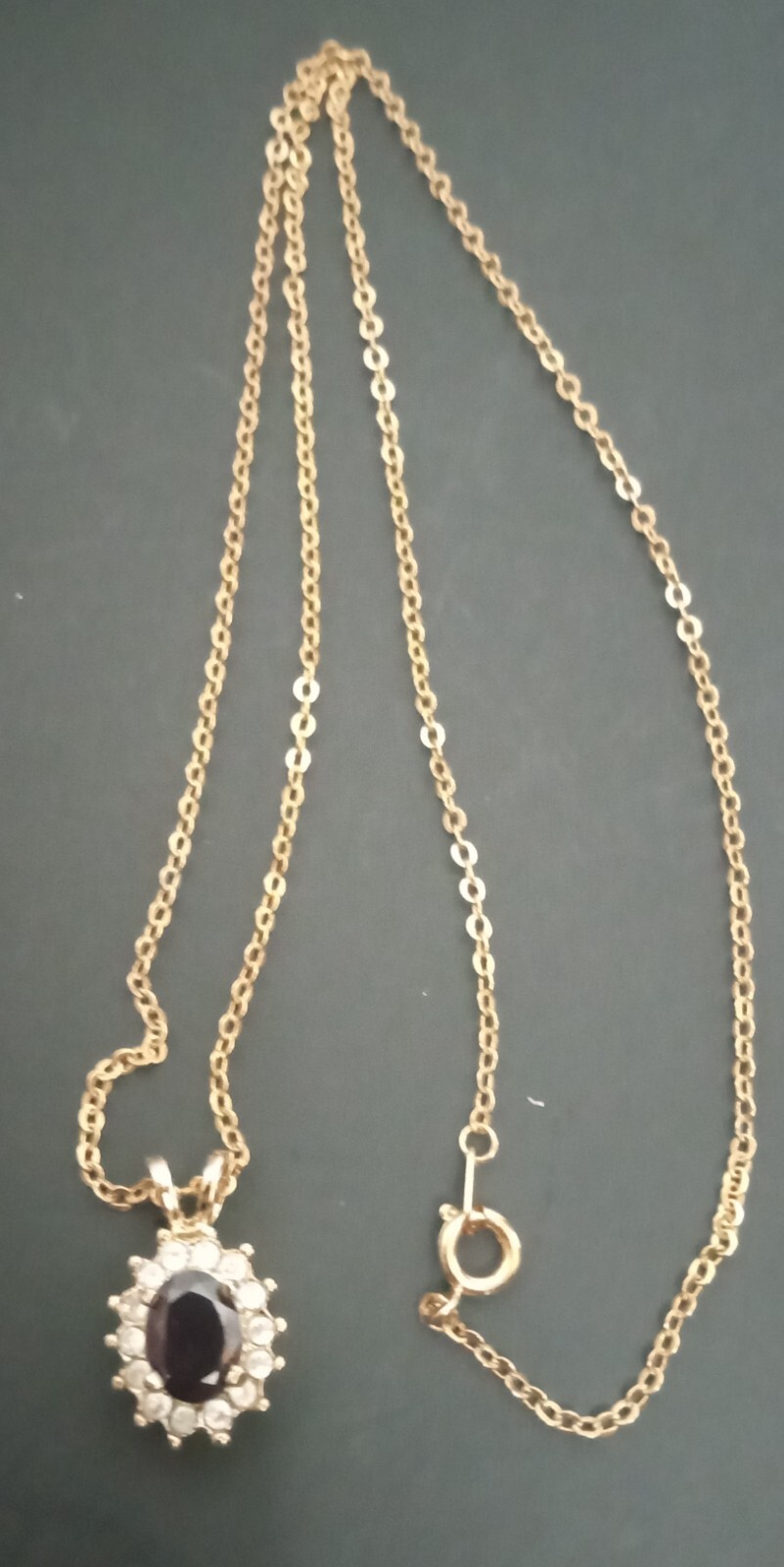 Lindenwold Fine Jewelers NECKLACE 14K Gold Electroplated Red Gemstone CZ PENDANT