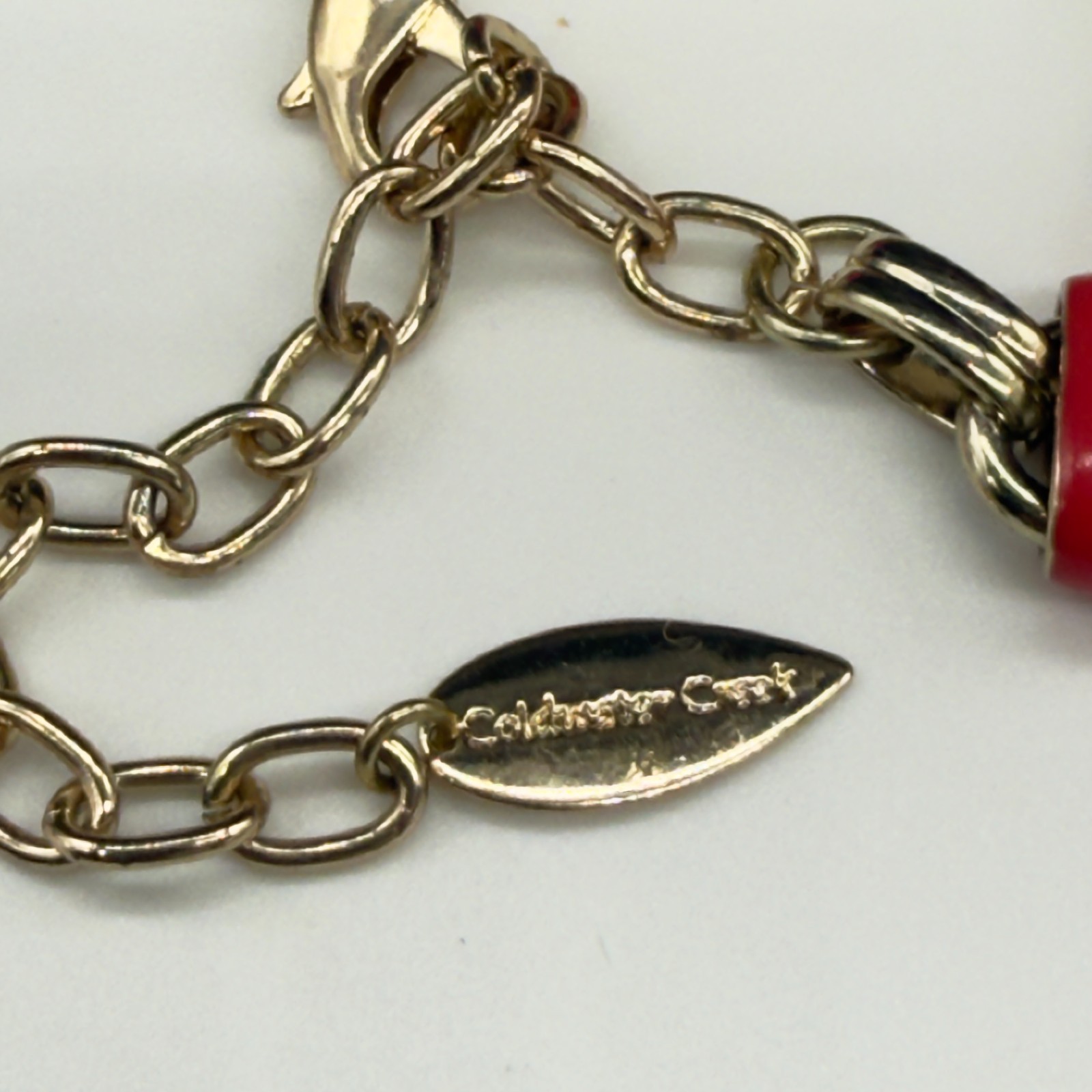 Vintage Coldwater Creek Necklace Gold and Red Enamel Chain