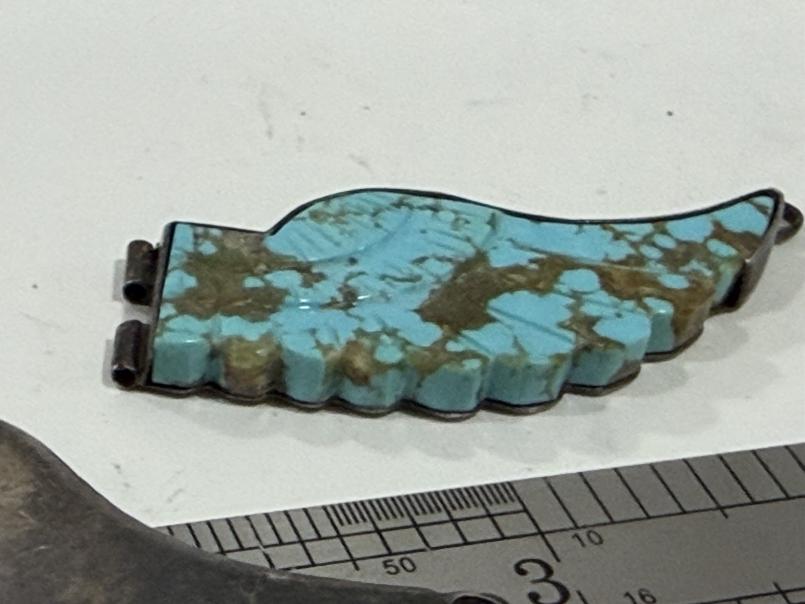 Vintage Native Navajo Carved Turquoise & Silver Large Wing Spread Eagle Pendant