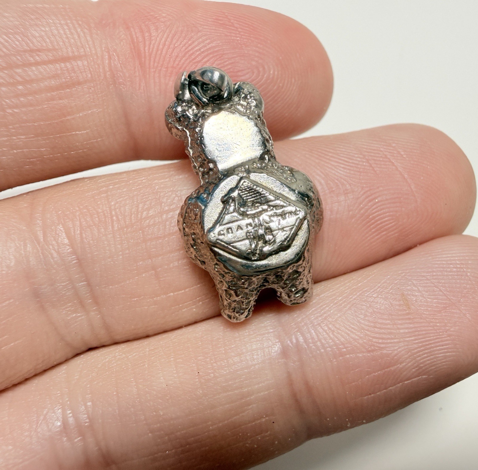 Vintage CHAN Bear Pendant Abalone Shell Paua Bear Charm Silver Tone