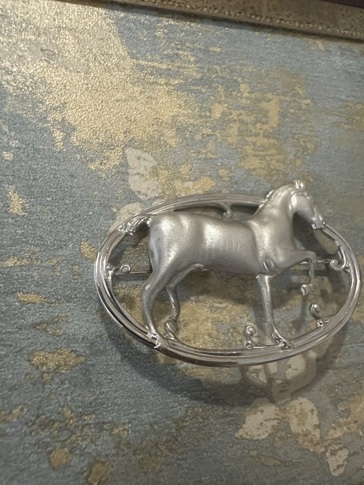 Vintage Equestrian Sterling Silver Horse Pin Brooch