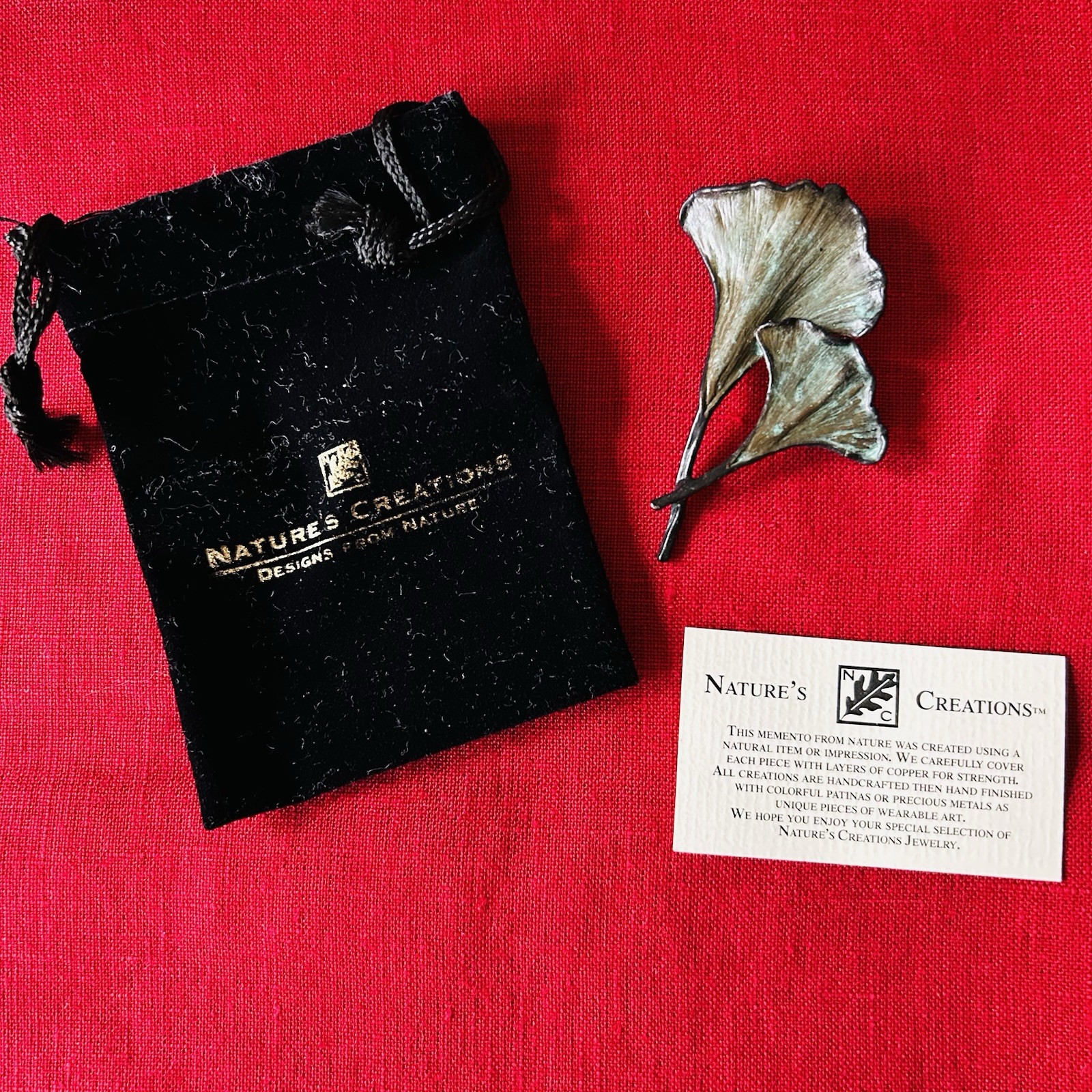Nature’s Creations Life Like 2 Leaf Pin Brooch
