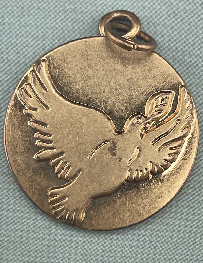 Vintage Dove Of Peace Ying Yang Medallion Double Sided Pendant Rare