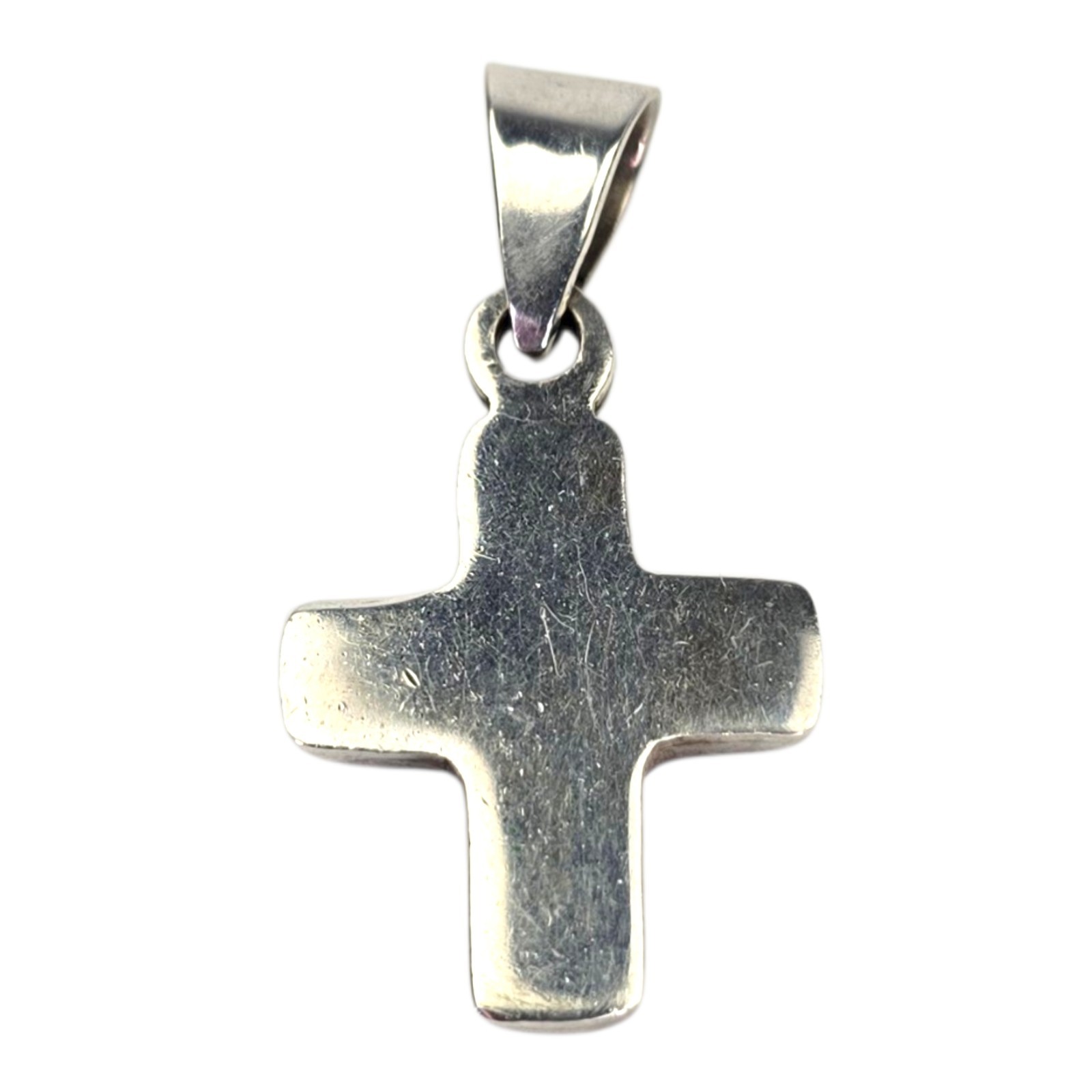 Vintage 925 Sterling Silver Taxco Mexico Cross Modern Puffy Pendant