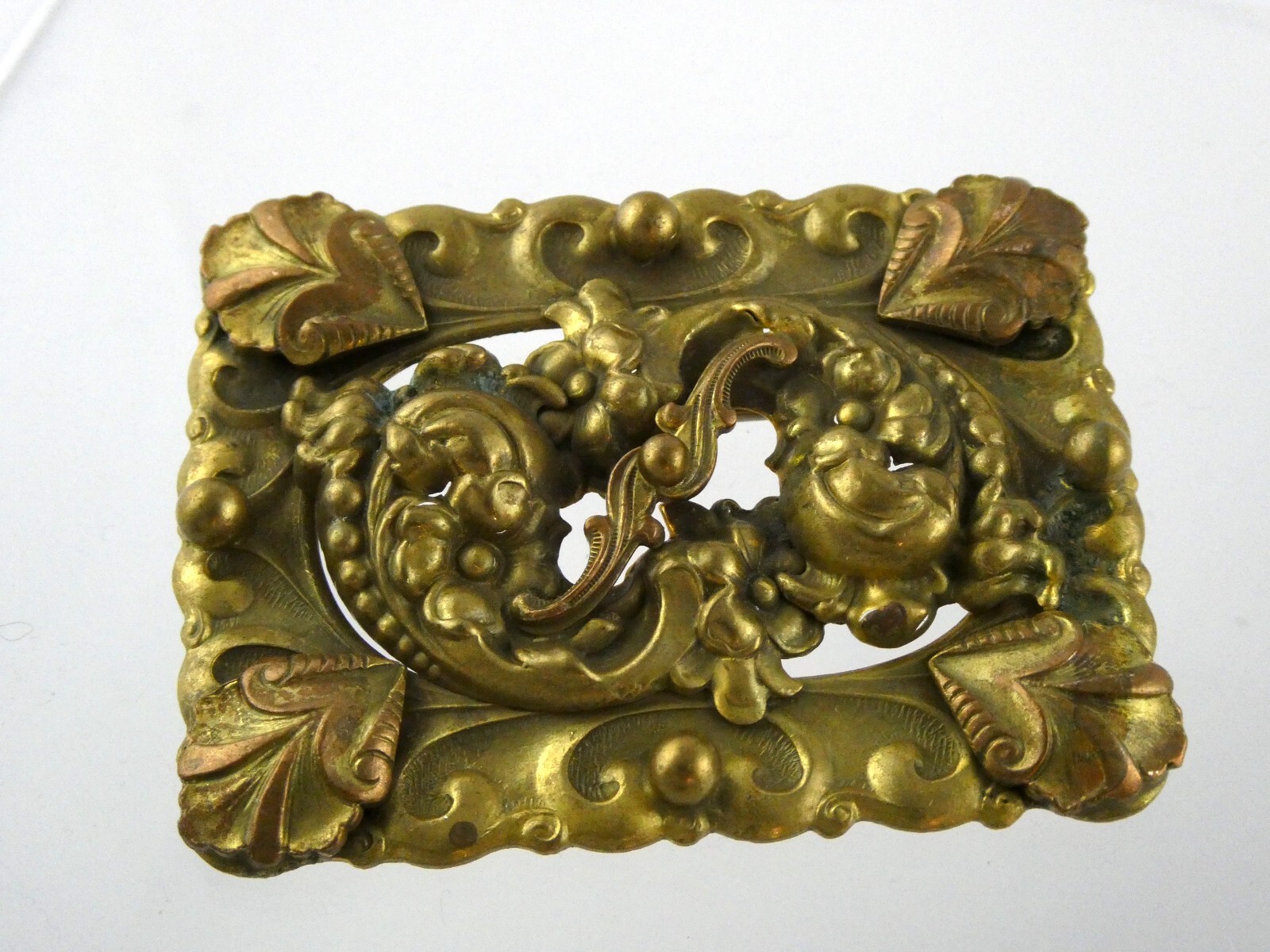 Vintage Brass Goldtone Belt Buckle Style Brooch or Pin Unsigned 25g 2 3/8 Inches