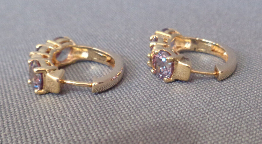 Gemstone Earrings Sterling Silver Gold Wash Hoop Possible Purple Violet Sapphire
