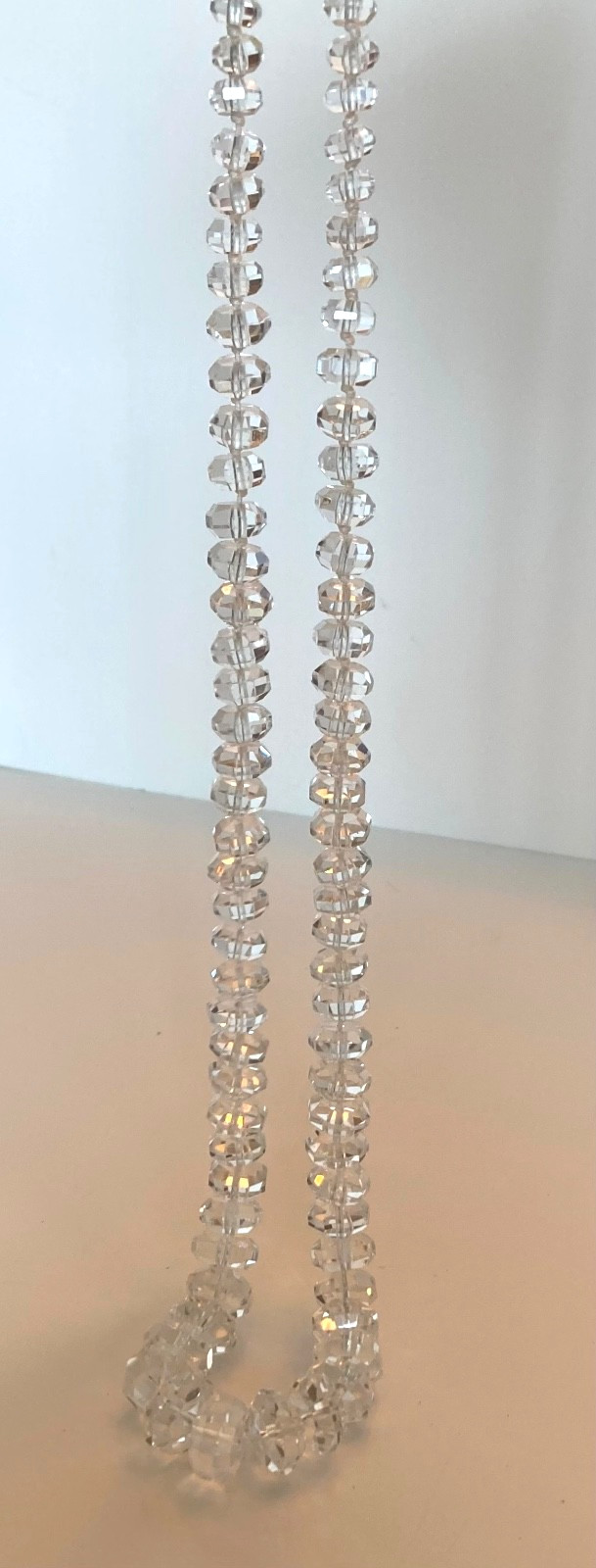 Art Deco Rock Crystal Graduated Hand Knotted 14k Diamond Clasp
