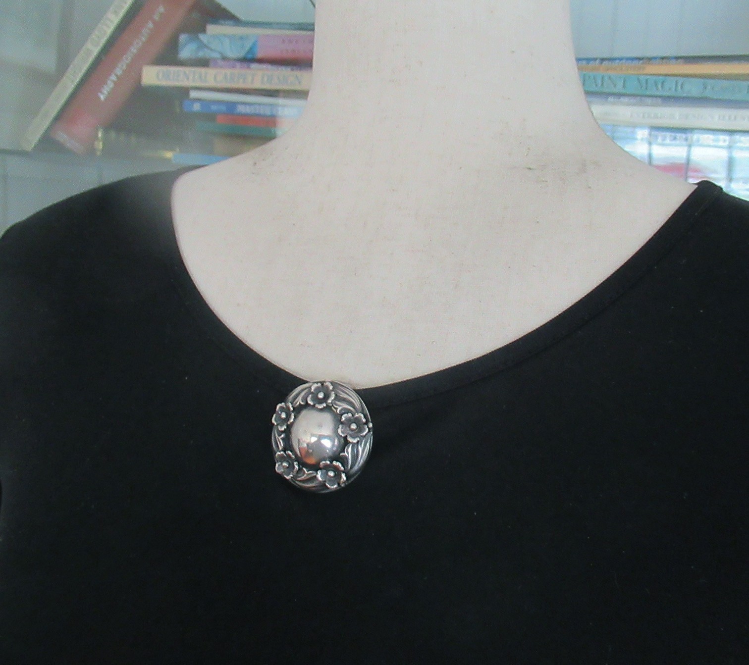 VINTAGE STERLING DENMARK N E FROM DENMARK DRESS CLIP , 1 3/8 INCHES, 12 GRAMS