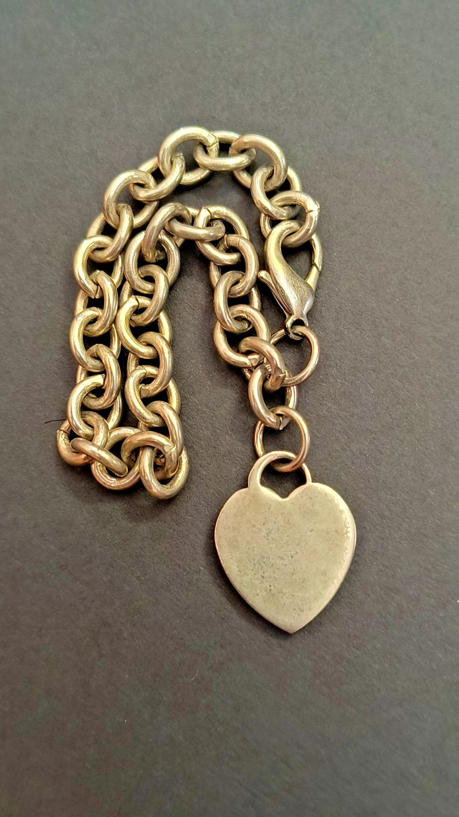 Silver Tone Heart Charm Bracelet, Bold Style & Size – 8″ Long, Classic Link, Fob