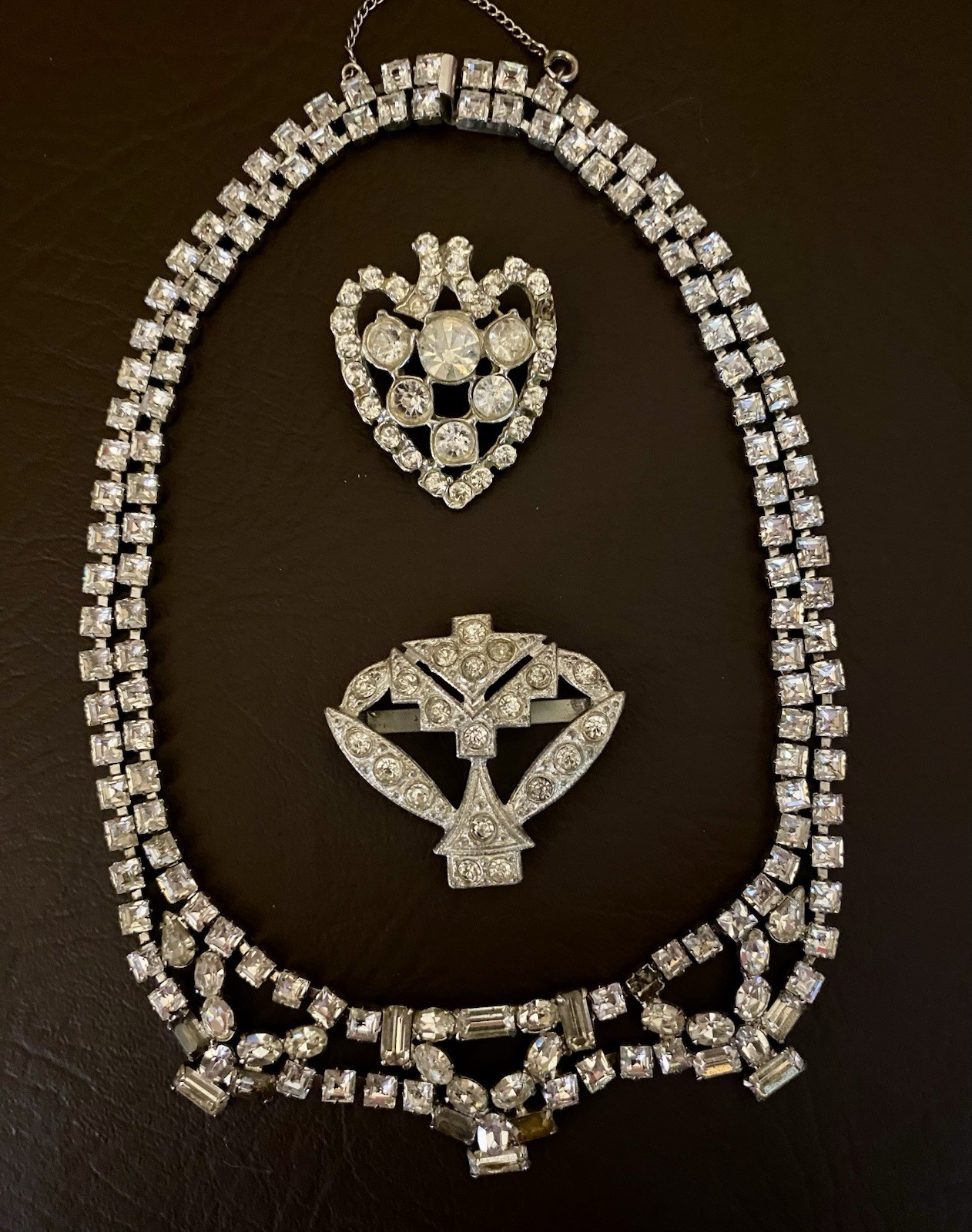 Vintage REPAIR RESTORE Rhinestone Pot Metal Brooch Pin Lot Necklace High End