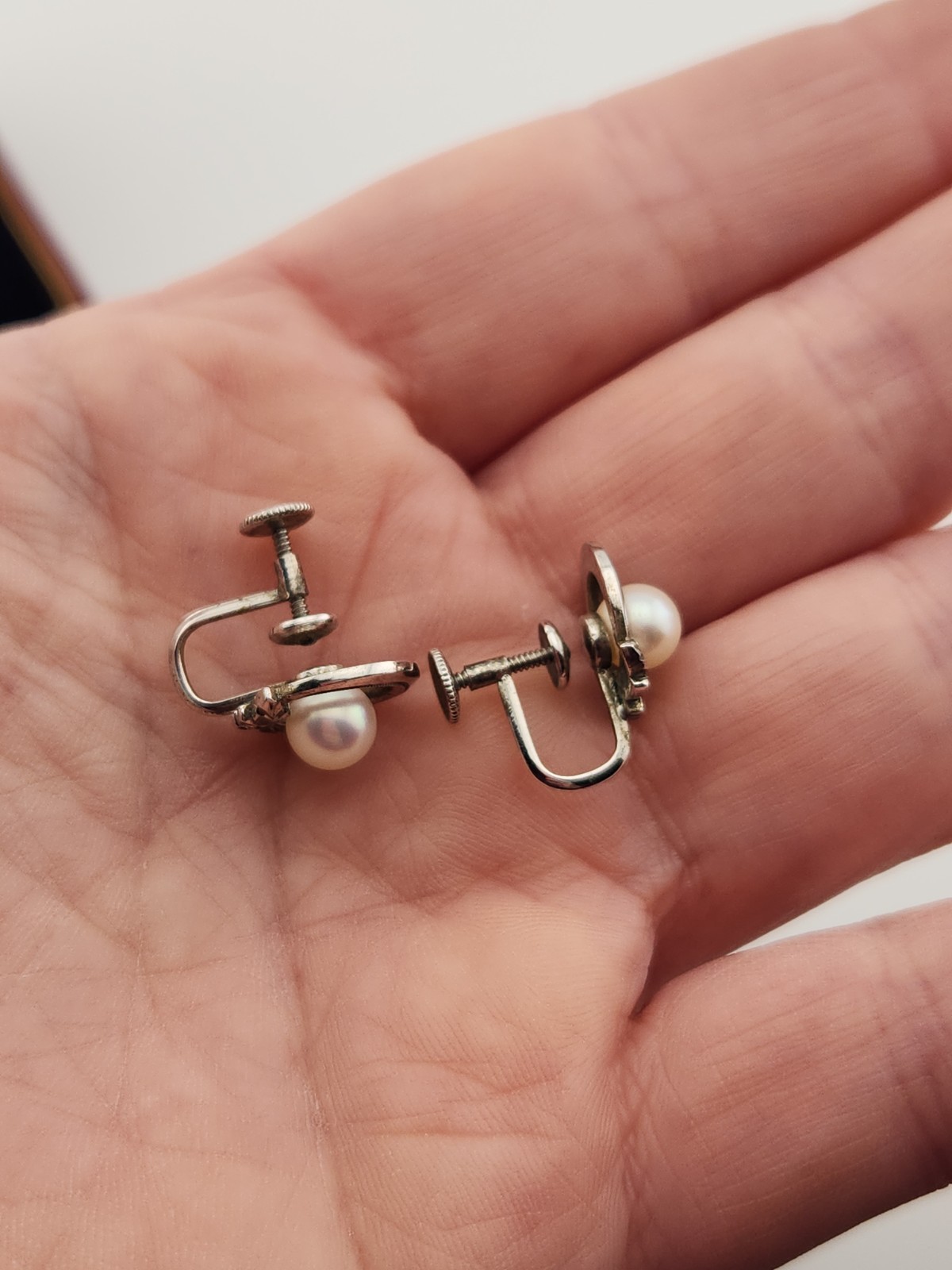 Vintage Mikimoto Pearl Earrings Sterling Silver M S Mark With Box Stunning Gift