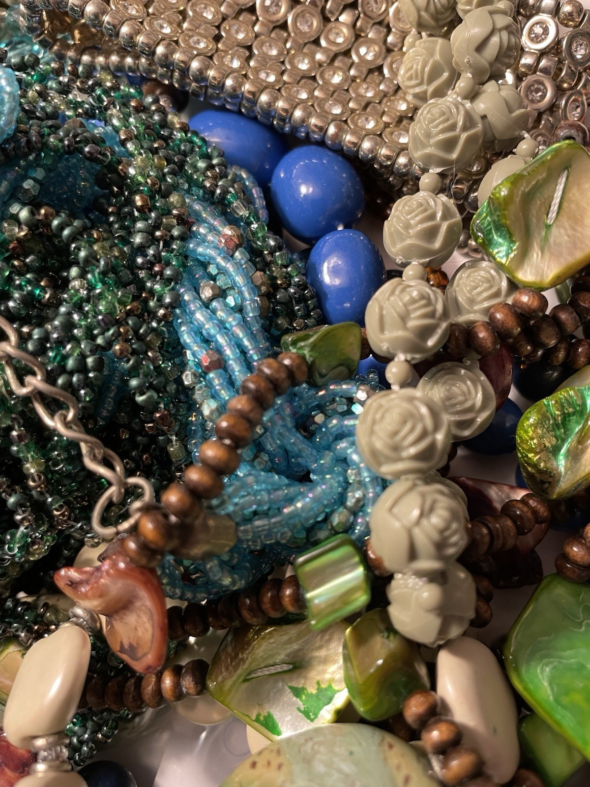 4Lb Mixed Mystery Jewelry Lot Vintage Mod Boho Beaded Necklaces Bracelets