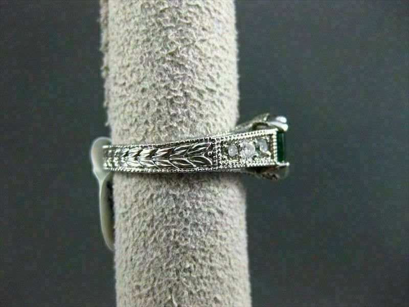 ESTATE 2.18CT DIAMOND & AAA COLOMBIAN EMERALD 14KT WHITE GOLD 3D ENGAGEMENT RING