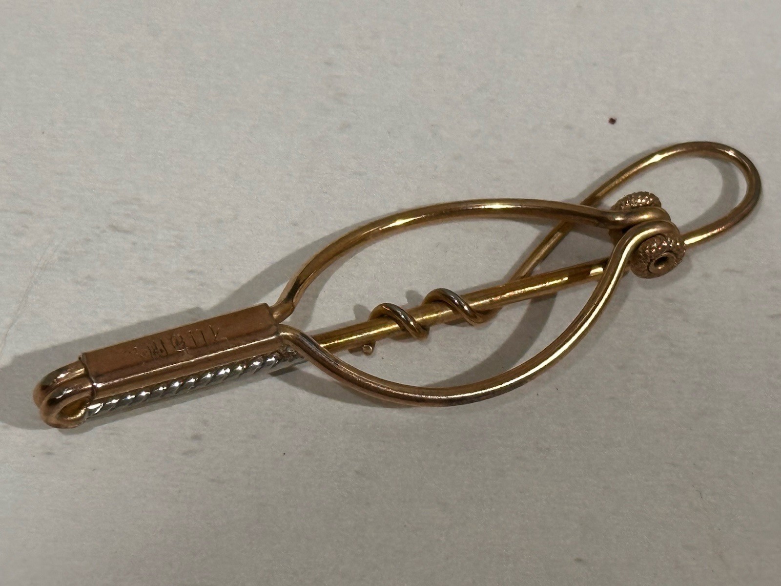 Swank Horse Riding Crop Equestrian Tie Bar Gold Tone Tie Clip Vintage