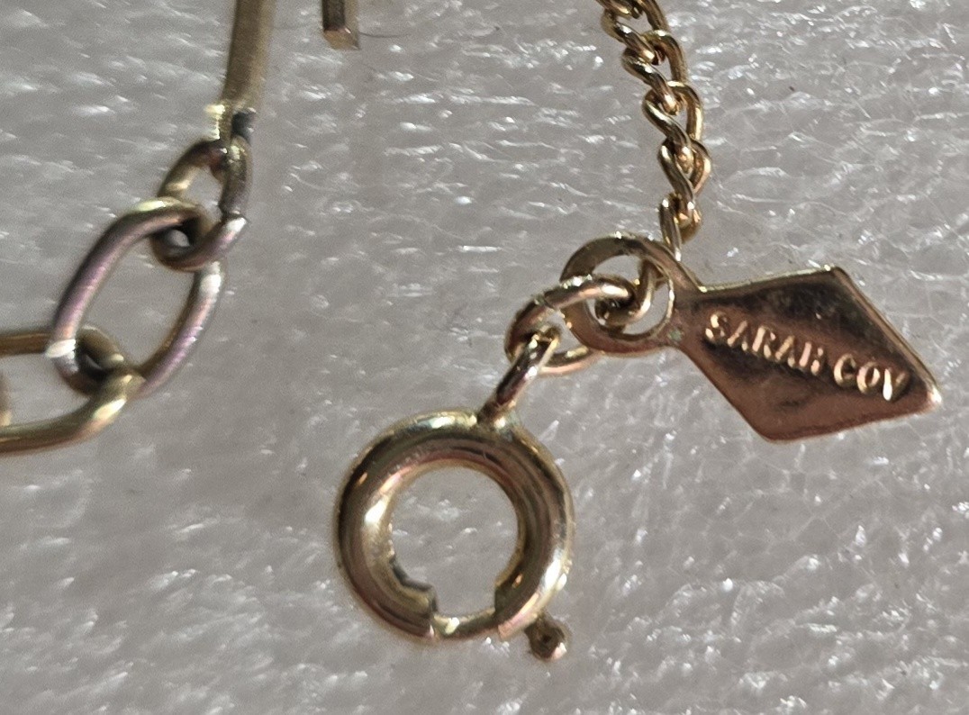 Vintage signed Sarah Cov 2 Tone Link & Articulated Pendant Necklace Jewelry Lot
