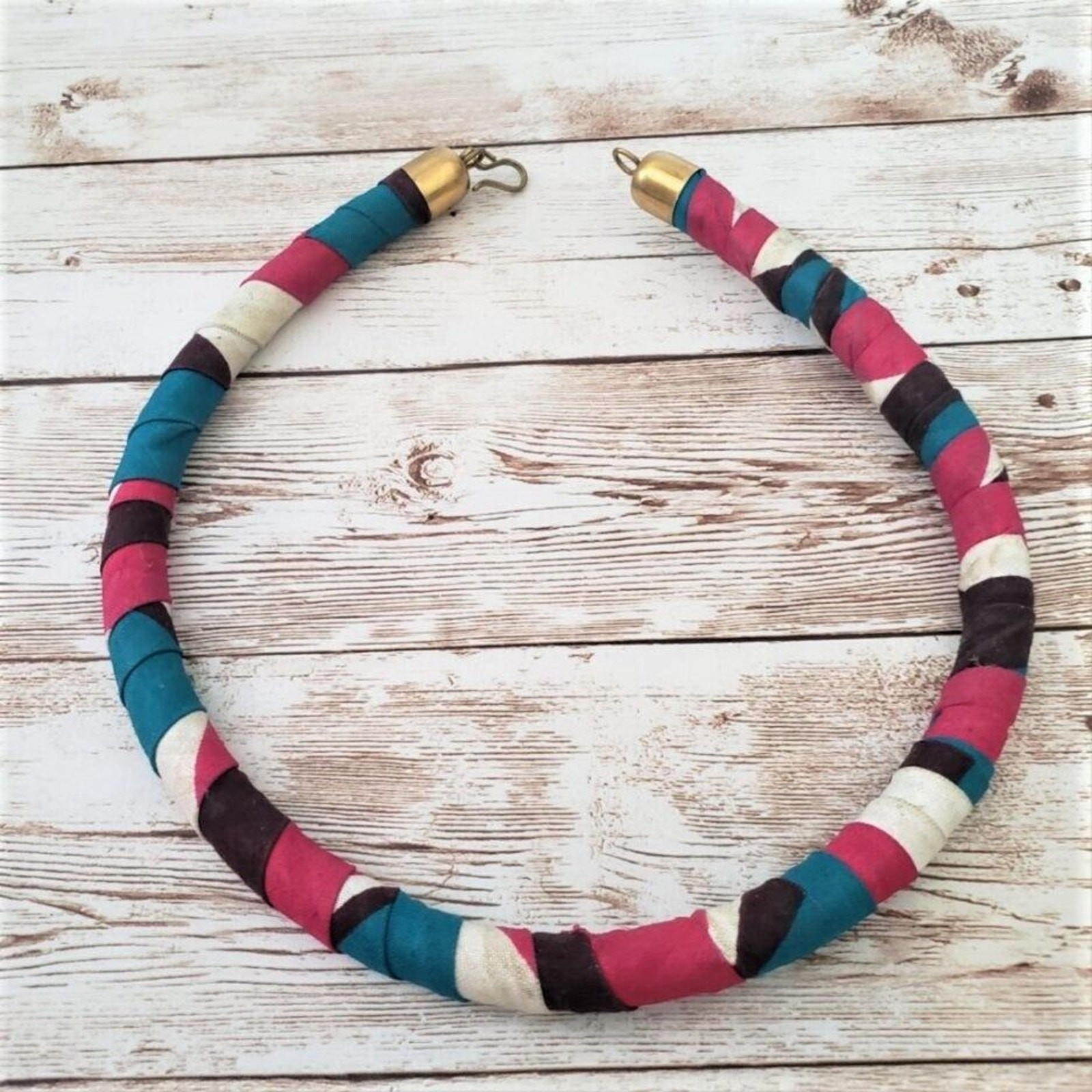 Vintage Necklace Pink, Blue & Off White